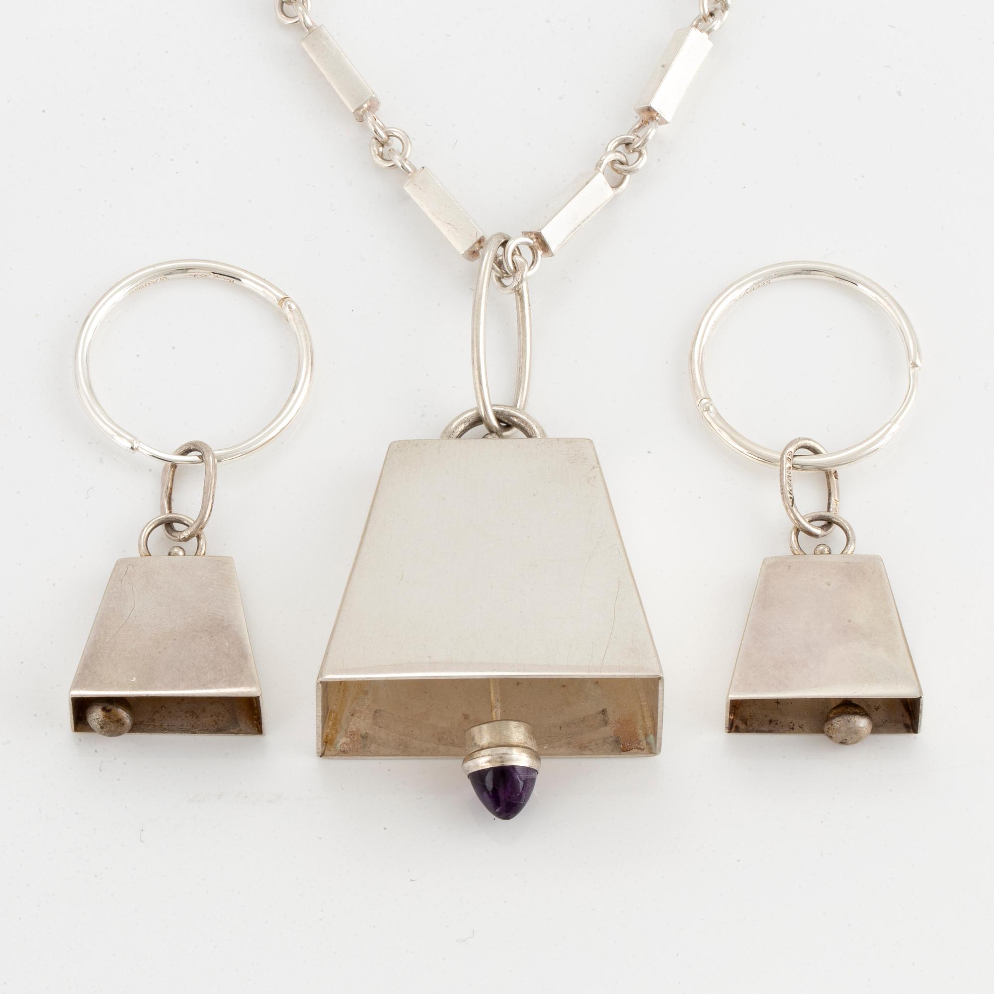 ALTON, Hänge, med kedja samt örhängen, silver. Falköping,