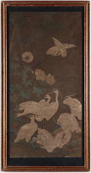 A Chinese painting, ink and colour on fabric, Qing dynasty (1664-1912).