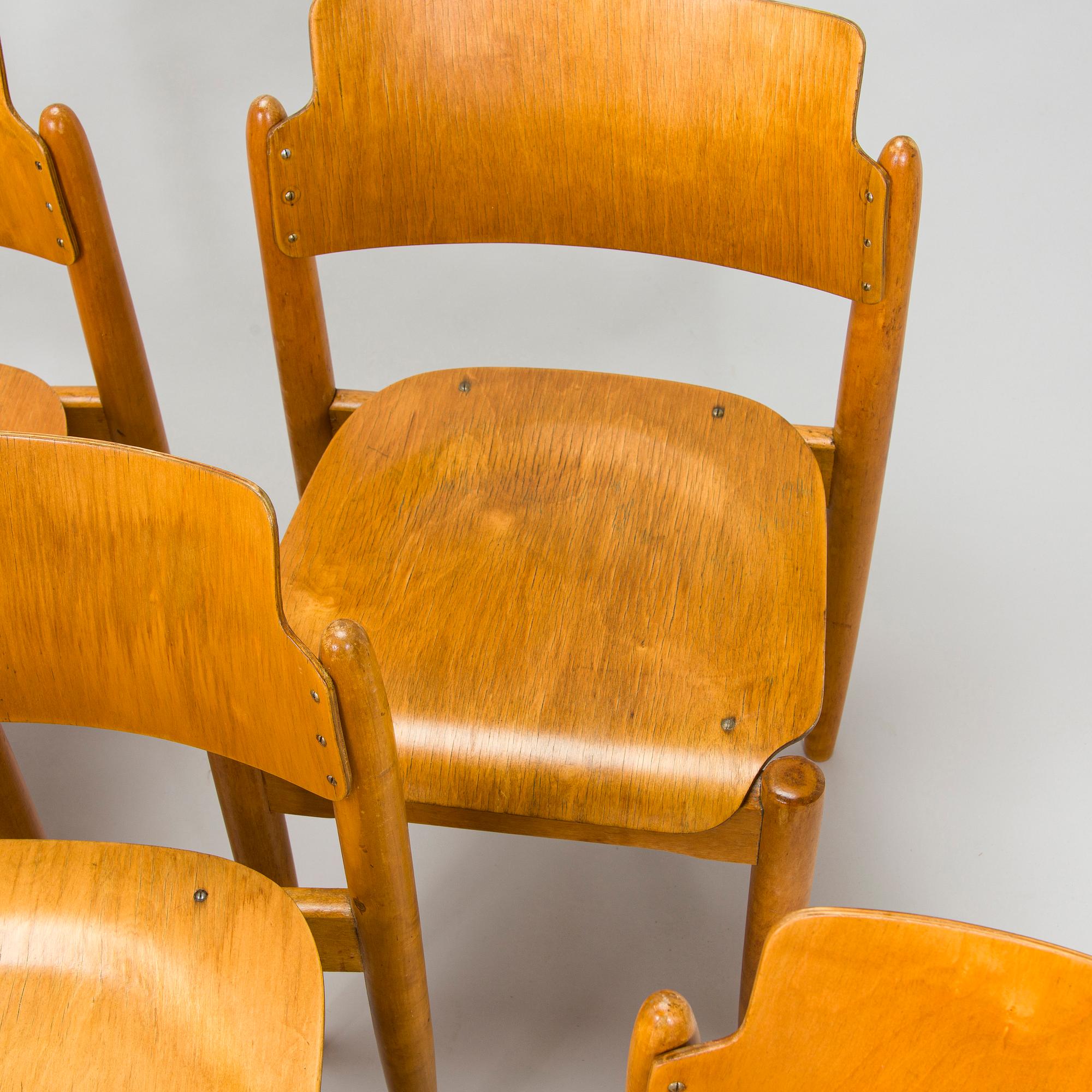 Ilmari Tapiovaara, eight 1940s "Wilman" chairs for Wilh. Schauman Fanerfabrik, Jyväskylä, Finland.