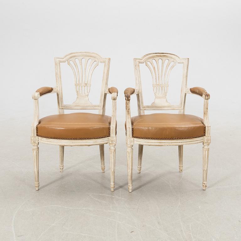 Armchairs, a pair in the Louis XVI style, second half of the 20th century.