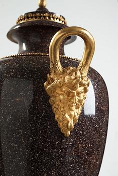 A late Gustavian circa 1800 porphyry and ormolu Vase by Court bronze chaser and gilder F.L. Rung (1758-1837) not signed.
