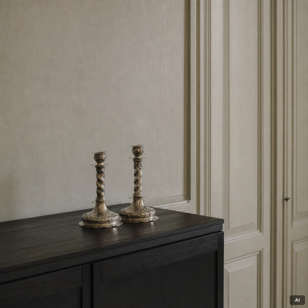 C.G. Hallberg, Candlesticks, a pair, Baroque style, silver, Stockholm 1932.