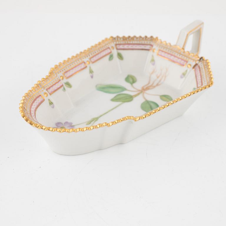 A 'Flora Danica' procelain creamer and a sauce bowl, Royal Copenhagen, Denmark.