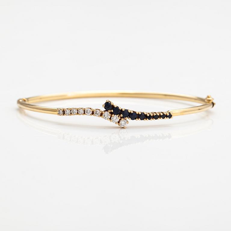 Armband, 14K guld, safirer och diamanter ca. 0.44 ct tot.