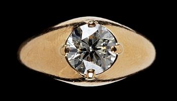 1095. RING, briljantslipad diamant, äldre slipning, 1.37 ct.