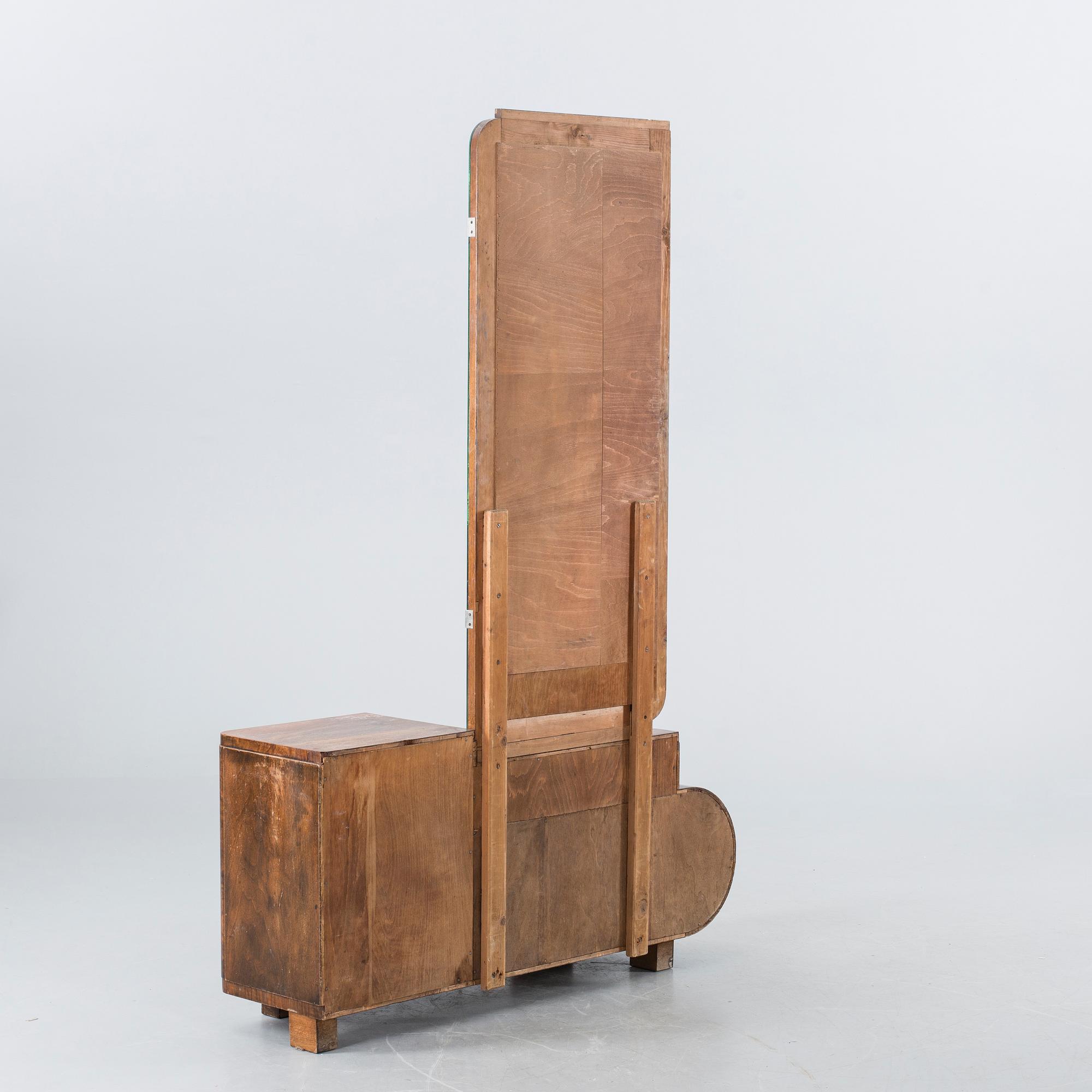 HALLMÖBEL MED SPEGEL/TOILETTBORD, 1900-talets första hälft art deco.