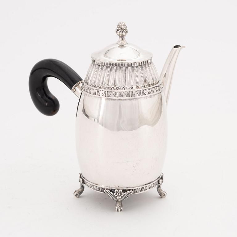 A Swedish Silver Empire Style small Coffee Pot, mark of Carl Neuendorff dy, Karlskrona 1889.