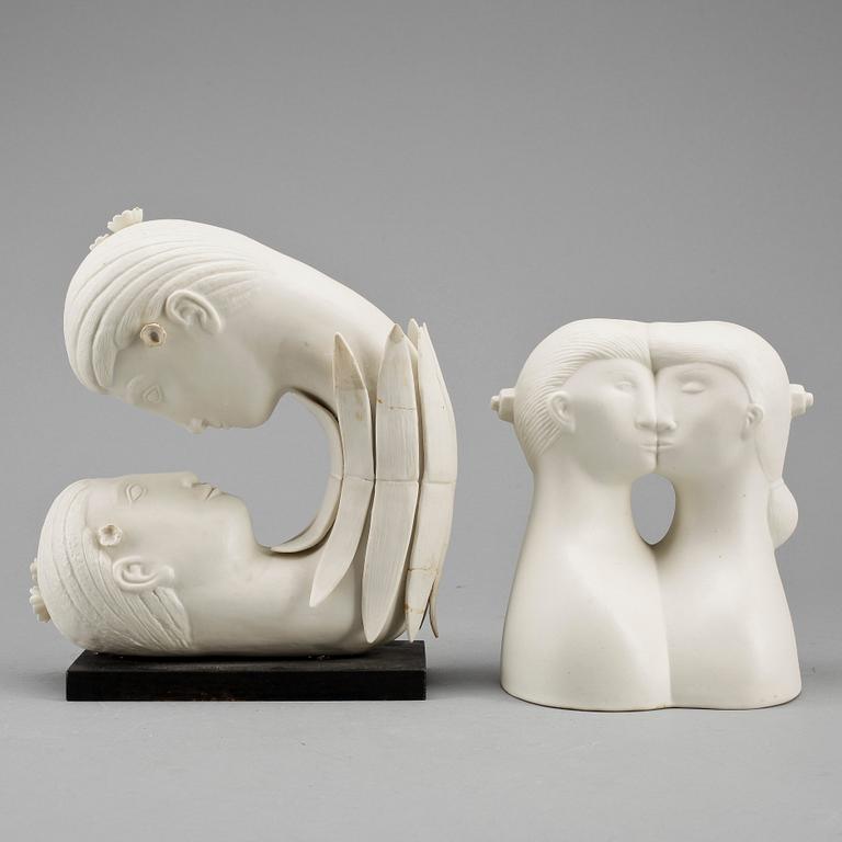 STIG LINDBERG, 2 st, figuriner, parian, ur serien Figurin, Gustavsberg.