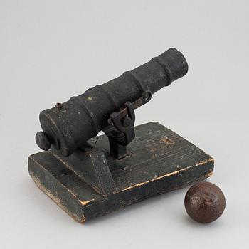 A cast iron salute cannon, 18th century.