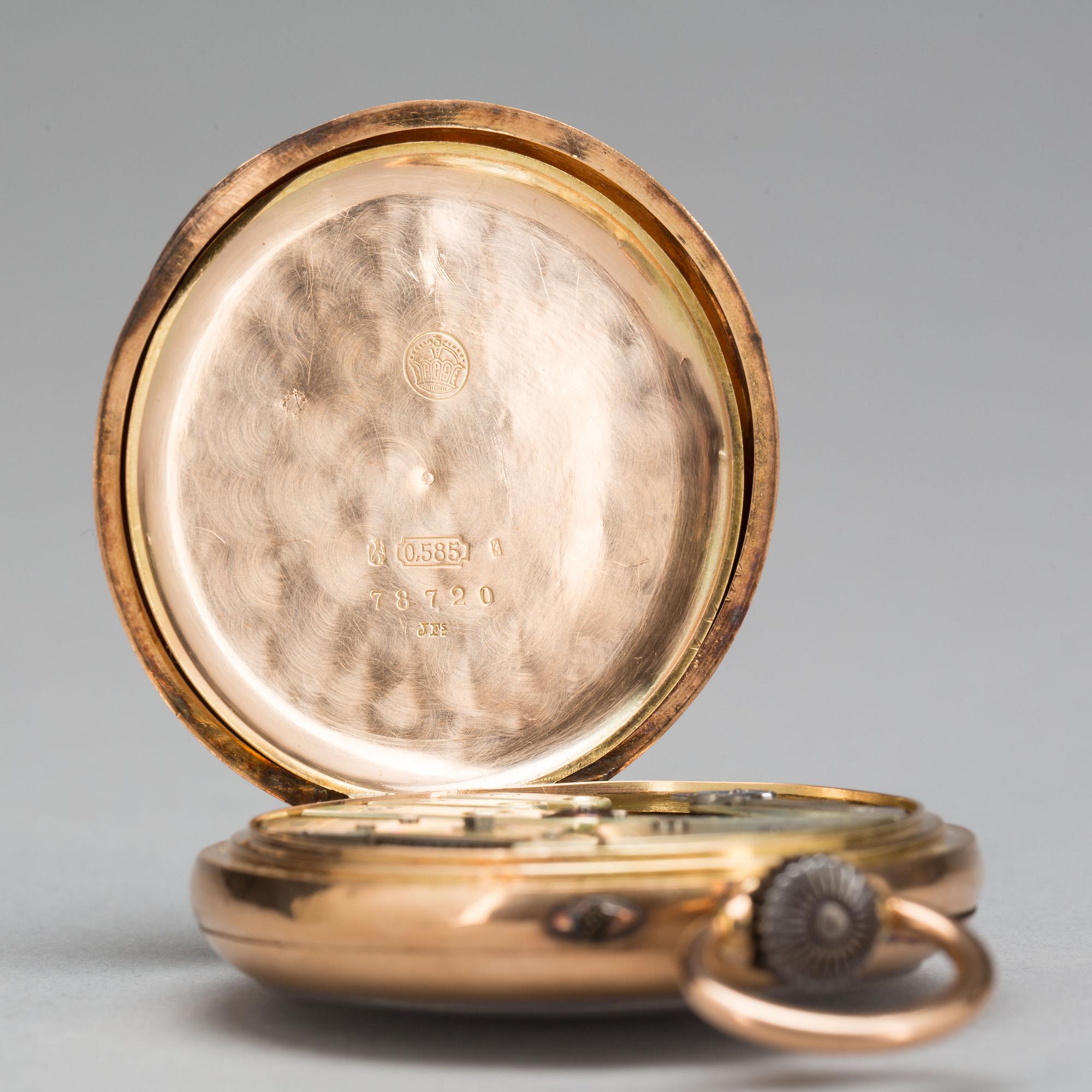 FICKUR, 14K guld, 1890-tal, G L Malmsjö & Co Göteborg.
