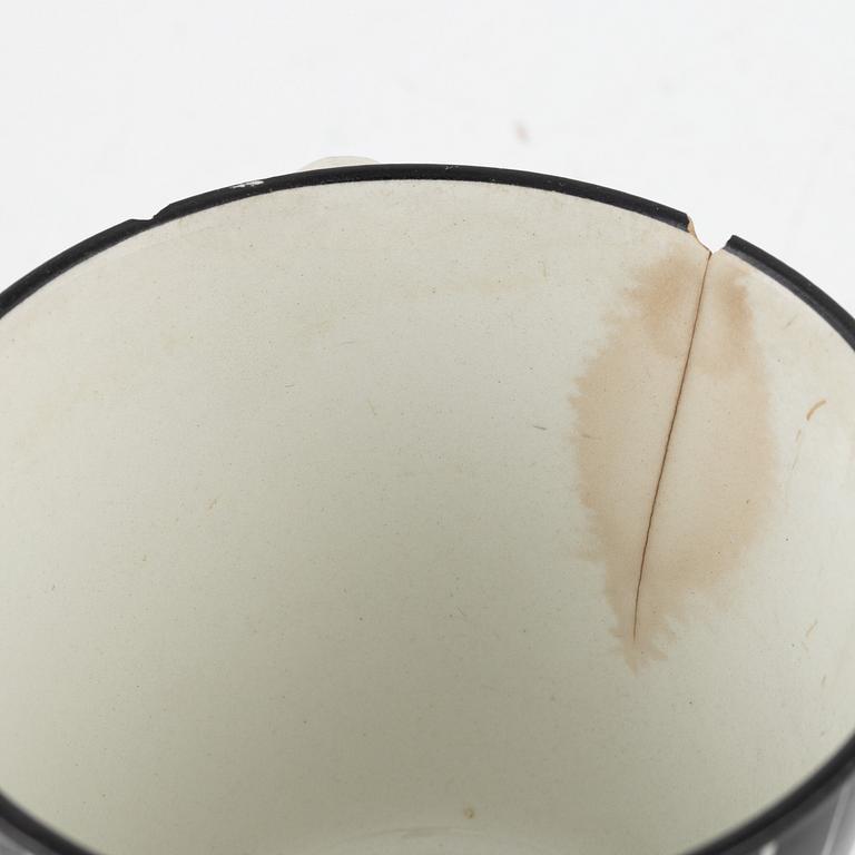 Eugen Trost, eleven coffee cups with three saucers, 'Zebra', Upsala-Ekeby Gefle.