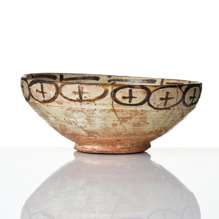 Skål, lergods, Nishapur, nordöstra Persien, 900-1000-tal.