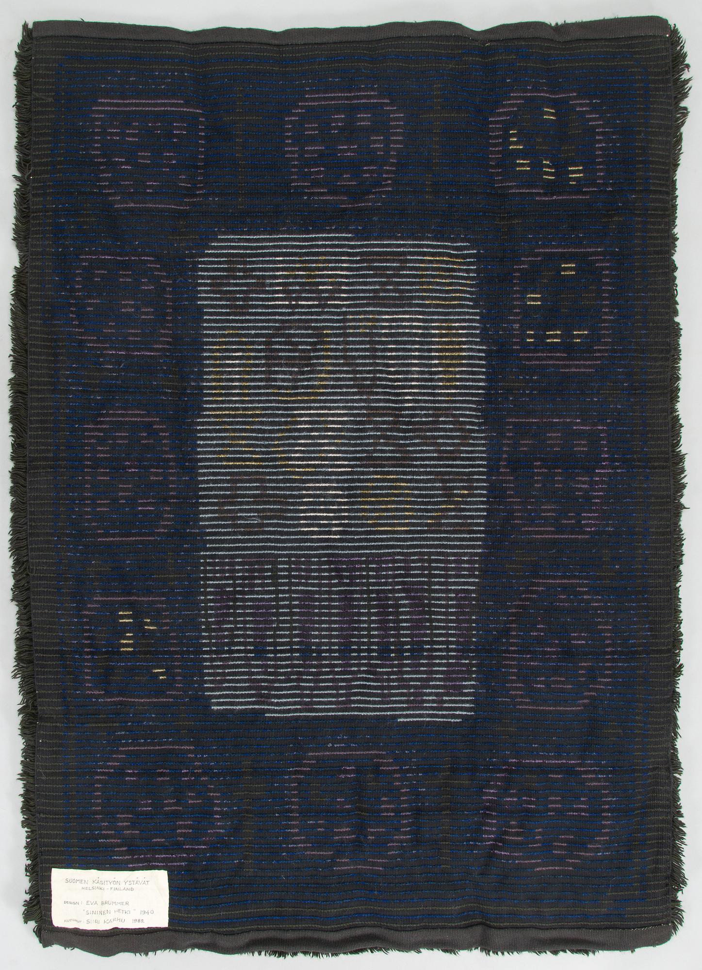 Eva Brummer, ryijy/ryijymatto, Suomen käsityön ystävät. Noin 165 x 115 cm.