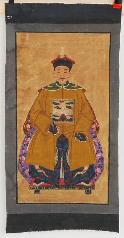 MÅLNINGAR, ett par, på duk, Kina.