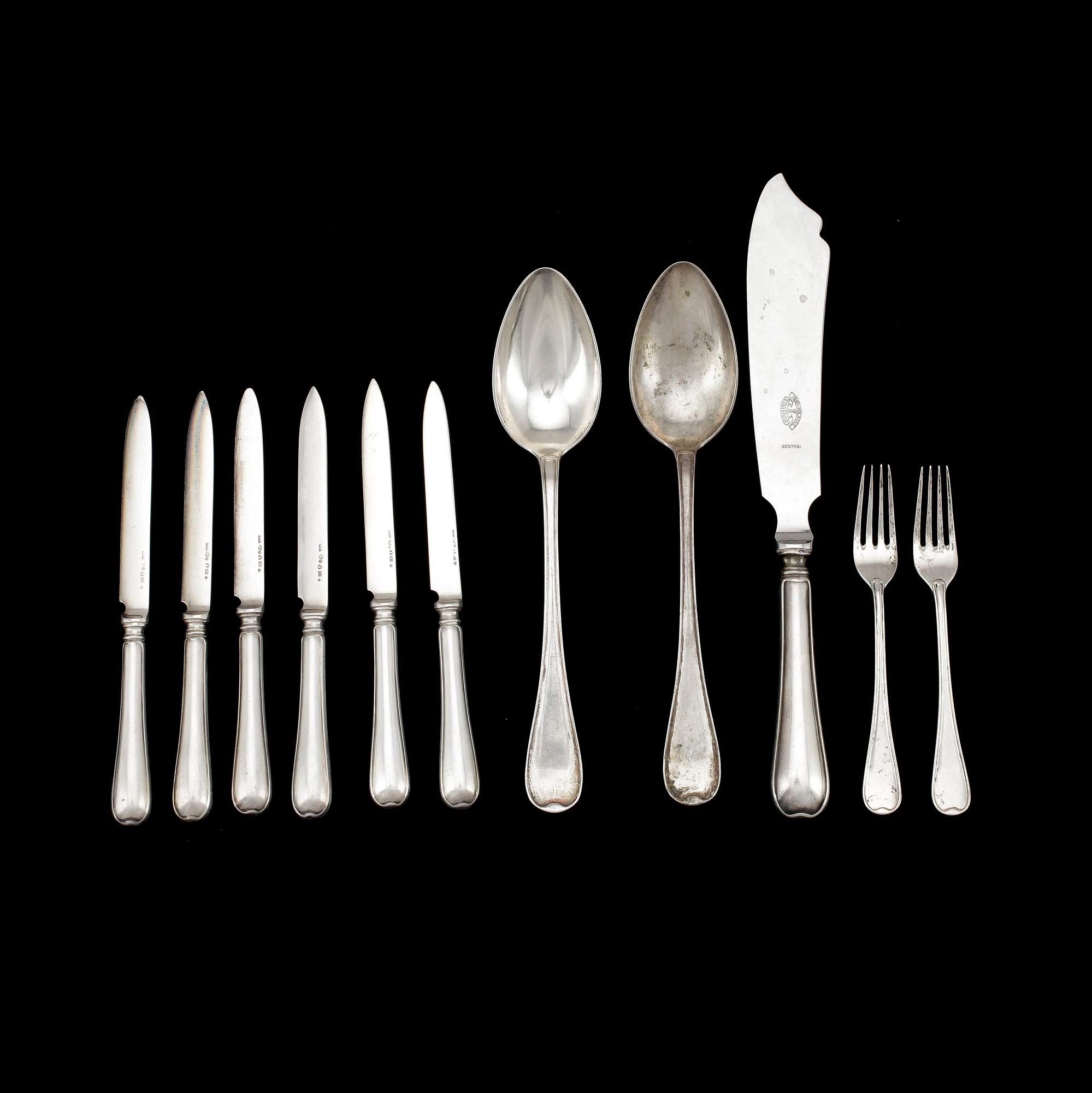 BESTICK 11 delar, bla Guldsmeds aktiebolaget, 1900-tal. totalvikt 438 gram.