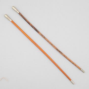 An officer's swagger stick and ridning cane, British, from around the year 1900.