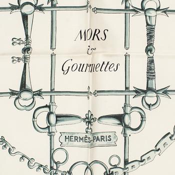 HERMÈS, scarf, "Mors & Gourmettes", Henri D'origny, Original issue , 1961.