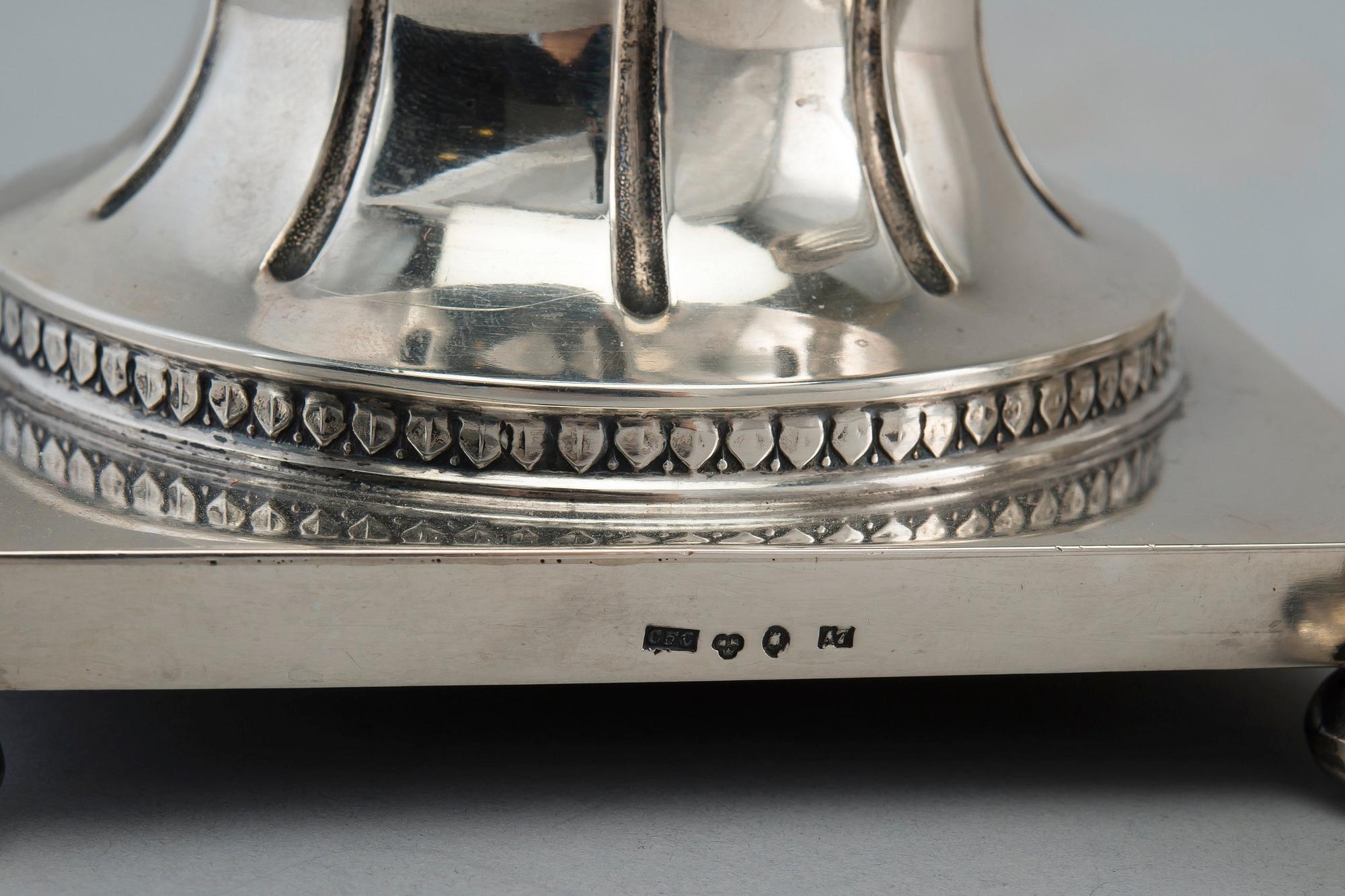 A PAIR OF CANDLESTICKS, silver, Carlman Stockholm 1903. Height 19 cm, weight  469 g.