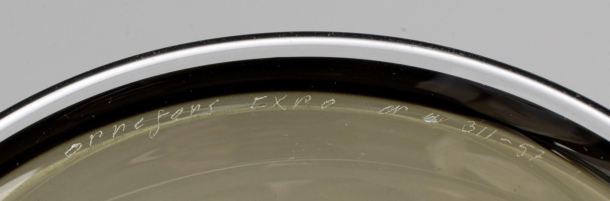 Nils Landberg, a set of three "Tulip" glass vases, Orrefors Expo.