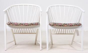 KARMSTOLAR, ett par, "Solfjädern", Sonna Rosén för Nässjö Stolfabrik, modellen formgiven 1948.