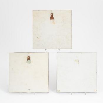 Lisa Larson, a set of three stoneware wall reliefs, Gustavsberg.