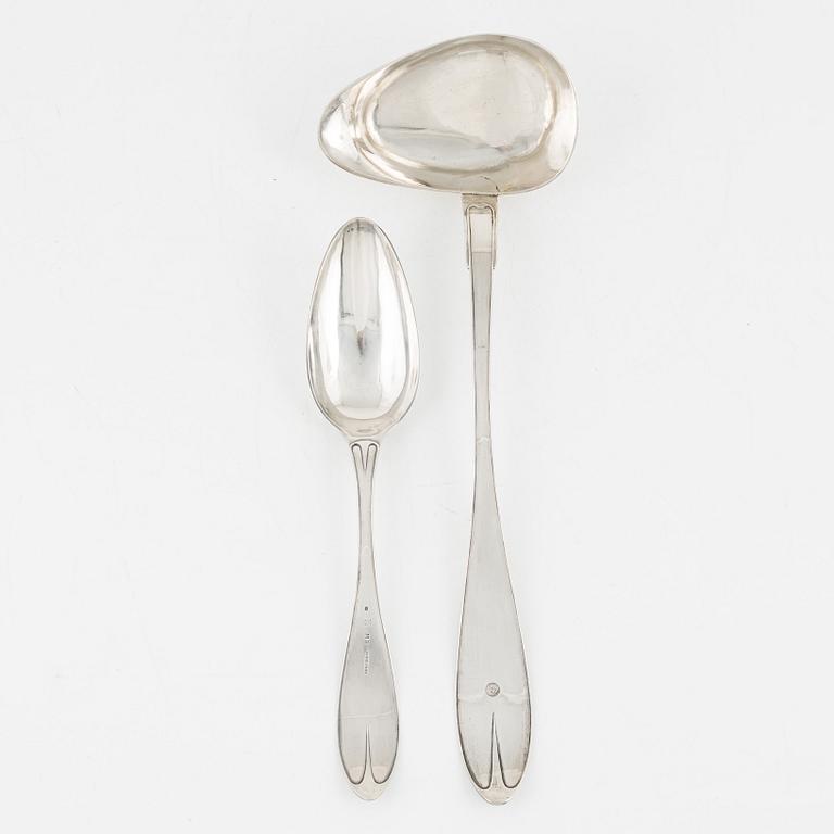 A Swedish Silver Serving Spoon and Soup Ladle, Norrköping, first half of the 20th century.