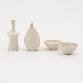 Stig Lindberg, a set of four stoneware miniatures, Gustavsbergs studio.