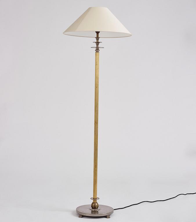 Nils Fougstedt, & Anna Petrus, a rare pewter and brass floor lamp, Svenskt Tenn, Stockholm 1929, model 763 A.