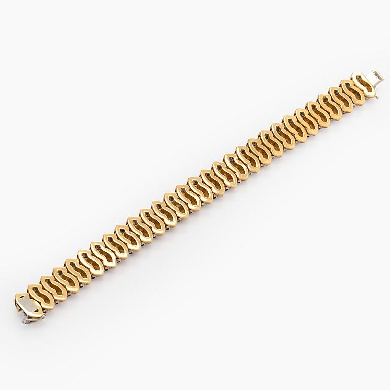 Armband, åttkantslipade diamanter, safirer, 18K guld, Italien.