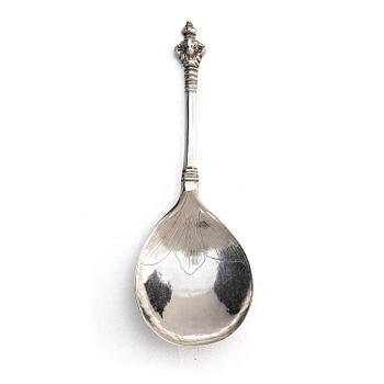 229. Sked, silver, Skandinavien 16-/1700-tal, otydliga mästarstämplar, möjligen MO.