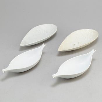 Two plus two stoneware bowls, 'Veckla' and 'Reptil", by Stig Lindberg, Gustavsberg, second half of the 20th century.