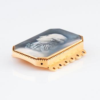 Miniatyrporträtt daterad 1788 infattad i halssmycke, 14 K guld, sannolikt Frankrike.