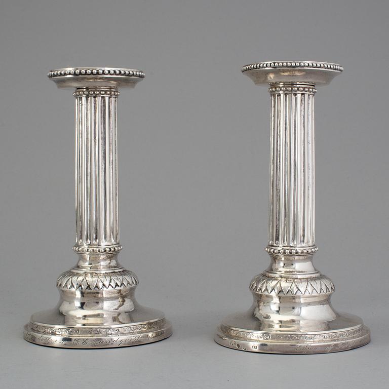 PETTER ENEROTH, Stockholm 1792, Ljusstakar, ett par, sivler,  gustavianska.