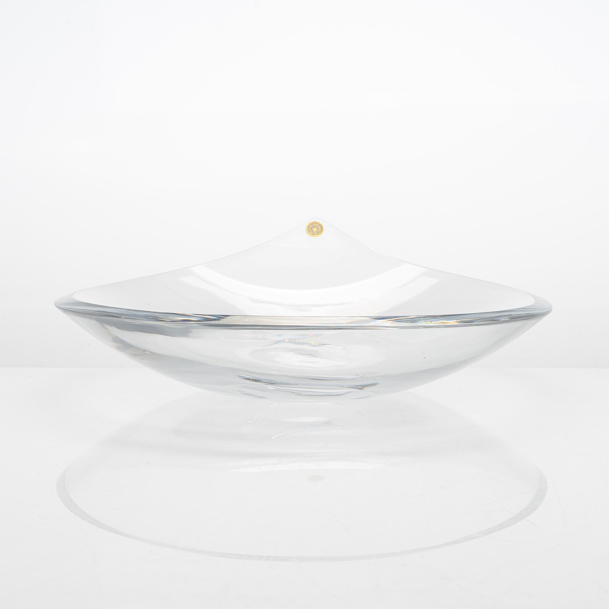 Aimo Okkolin, a late 1950s crystal dish, signed Aimo Okkolin Riihimäen Lasi.
