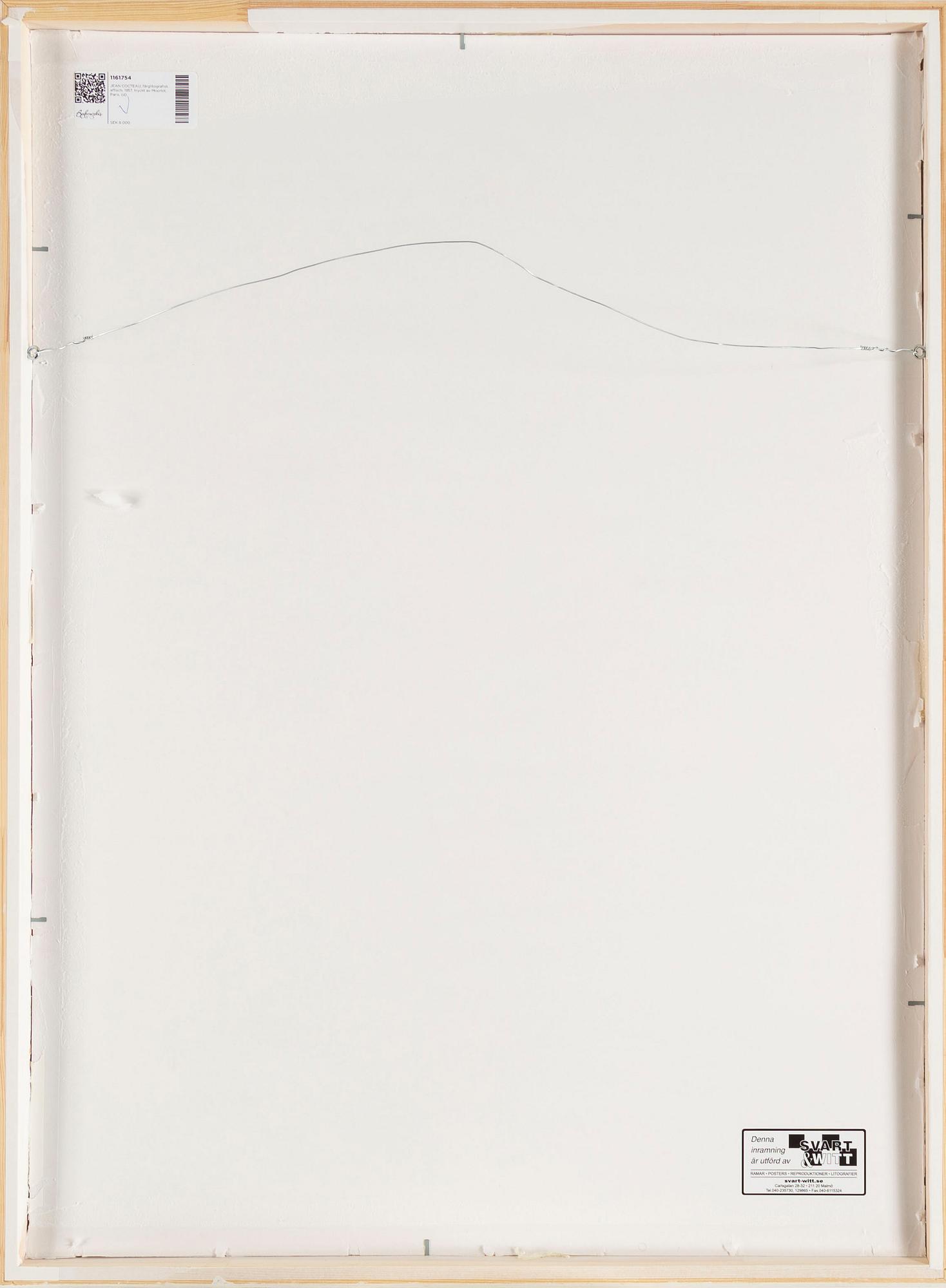 JEAN COCTEAU, färglitografisk affisch, 1957, tryckt av Mourlot, Paris.