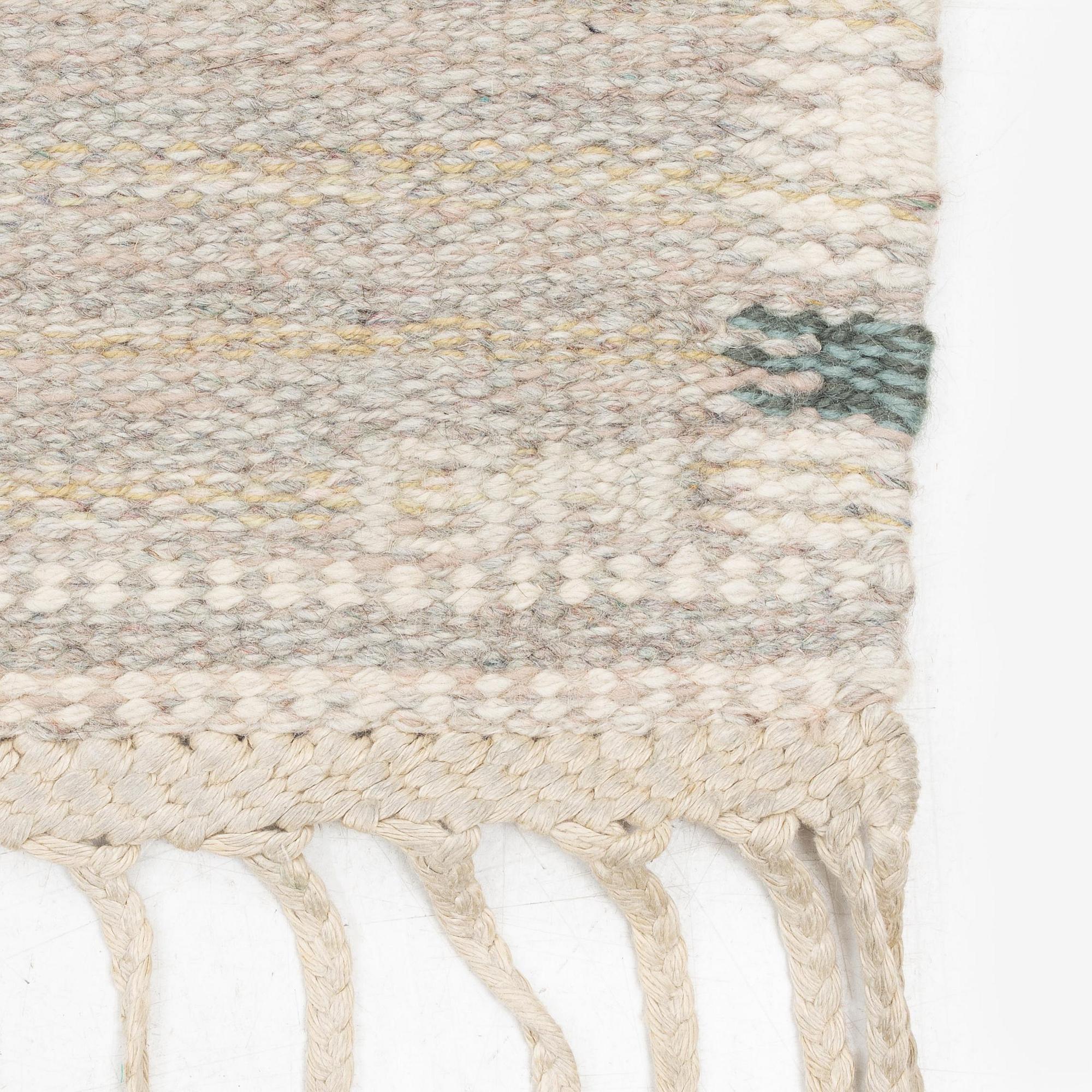 Barbro Nilsson, a 'Falurutan gul S' carpet, flat weave, c. 280 x 188 cm, signed AB MMF BN.