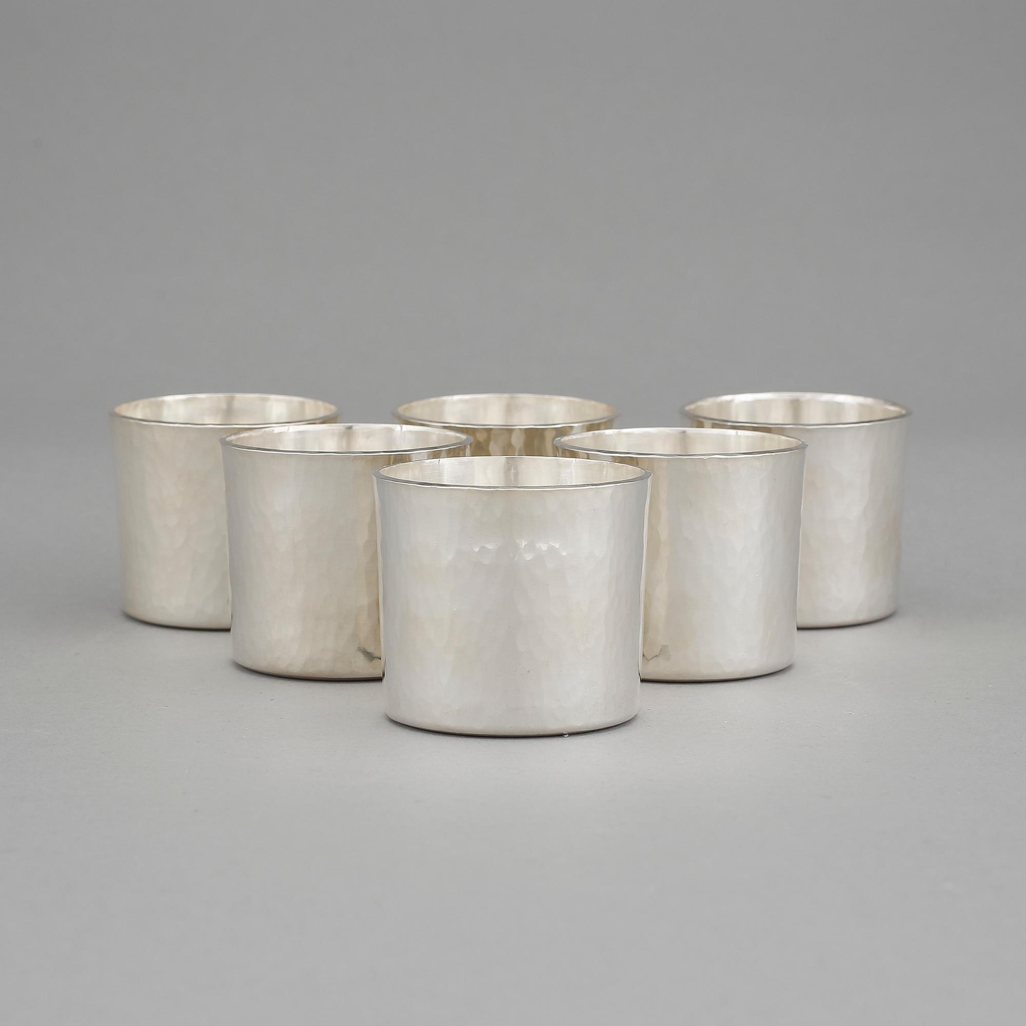 BÄGARE, 6 st, silver, Kurt Ribbhagen, Stockholm, 1980, vikt ca 867 gram.