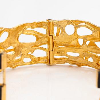 Björn Weckström, "Sacrificial fire", An 18K gold and tourmaline bracelet. Lapponia 1971.