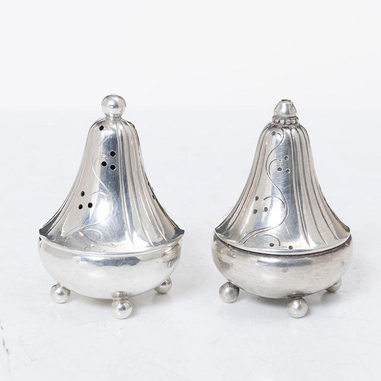 Georg Jensen, salt and pepper shakers, sterling silver, Denmark.