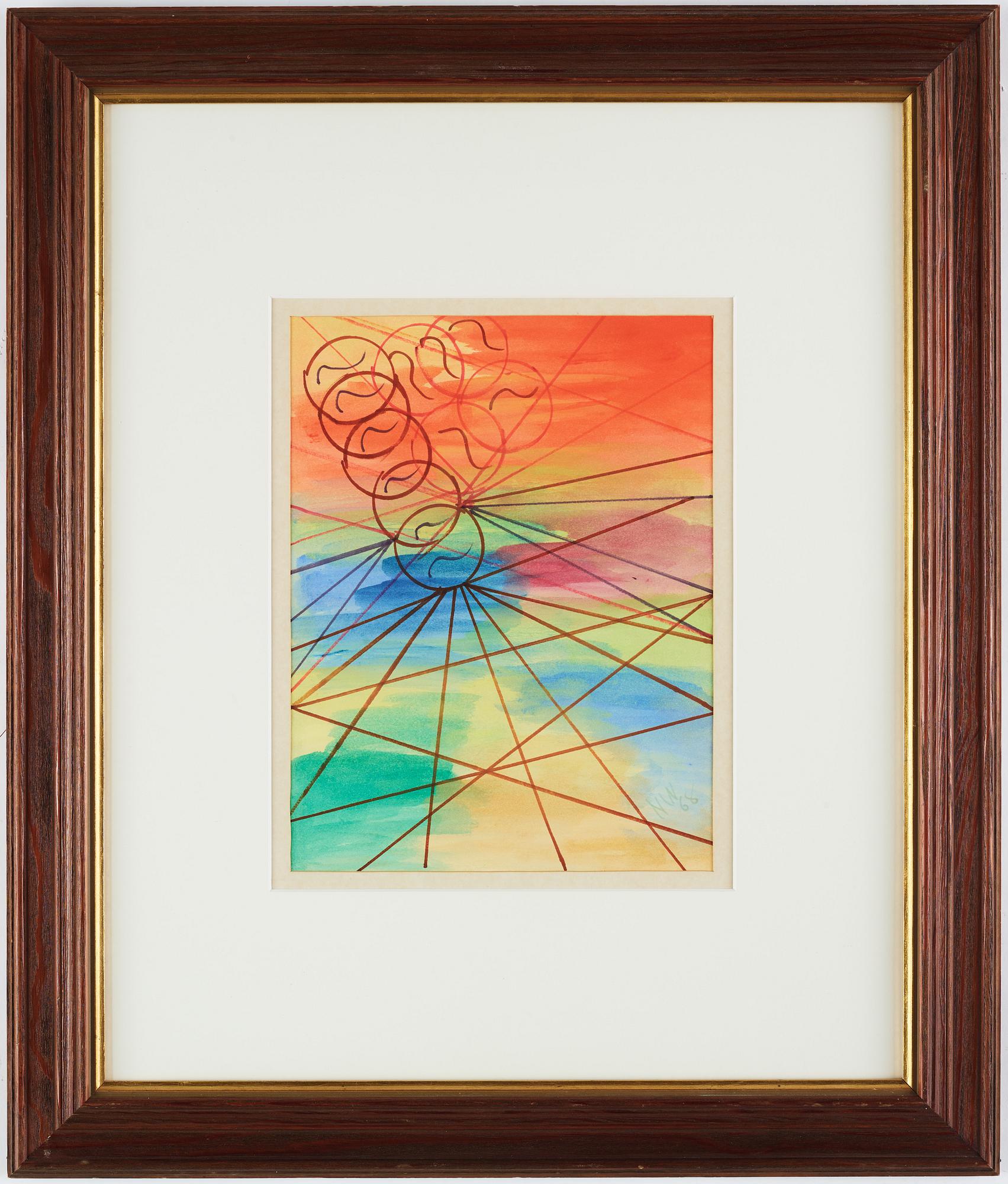 NELL WALDEN, watercolour/mixed media on paper, signed and dated -68.