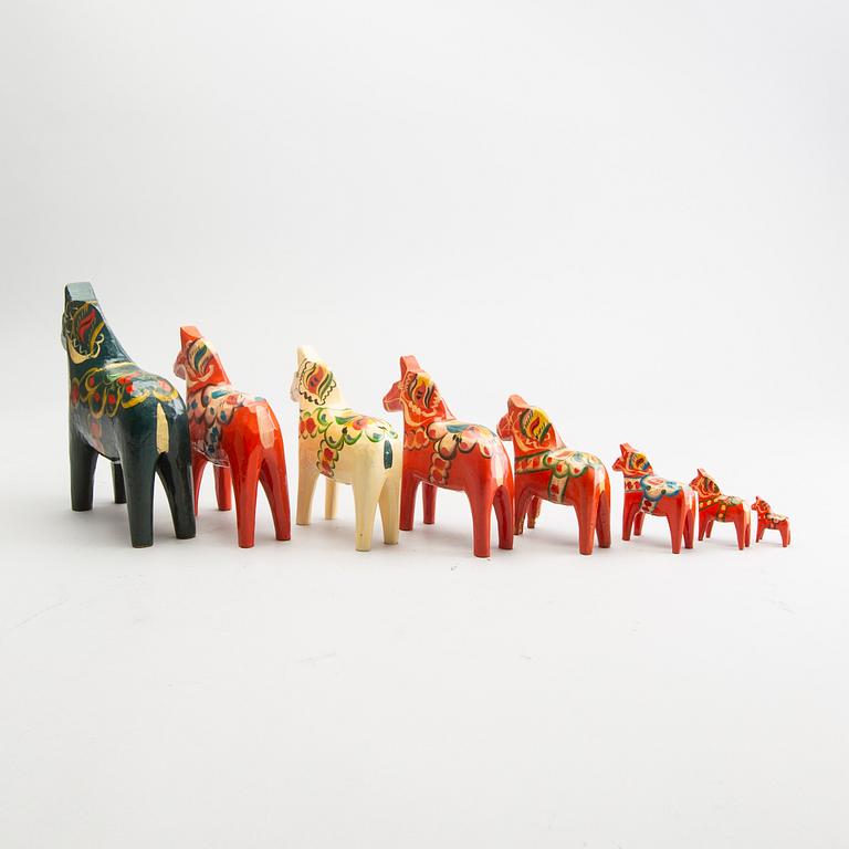 Dala horses, 8 pcs, 1900s.