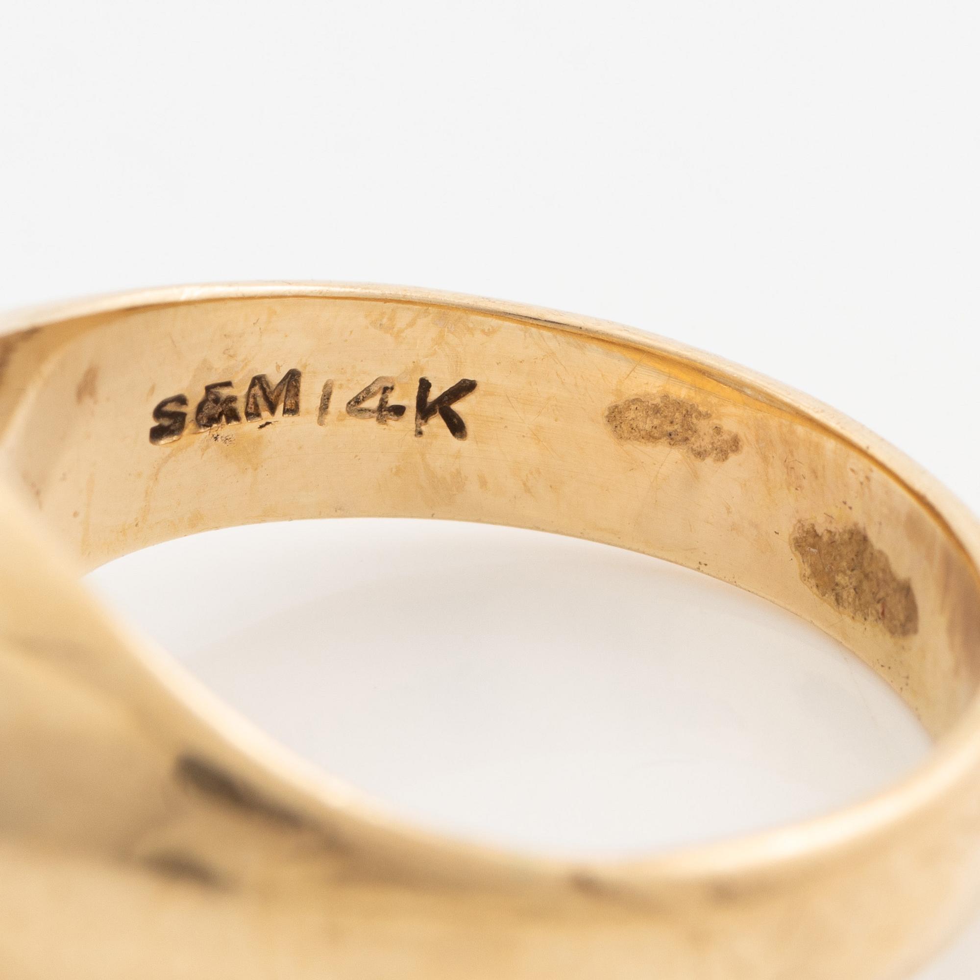 Ring, 14K guld med briljantslipad diamant.