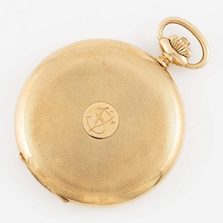 Pocket watch, hunter, 14K gold, Alpina, 51 mm.