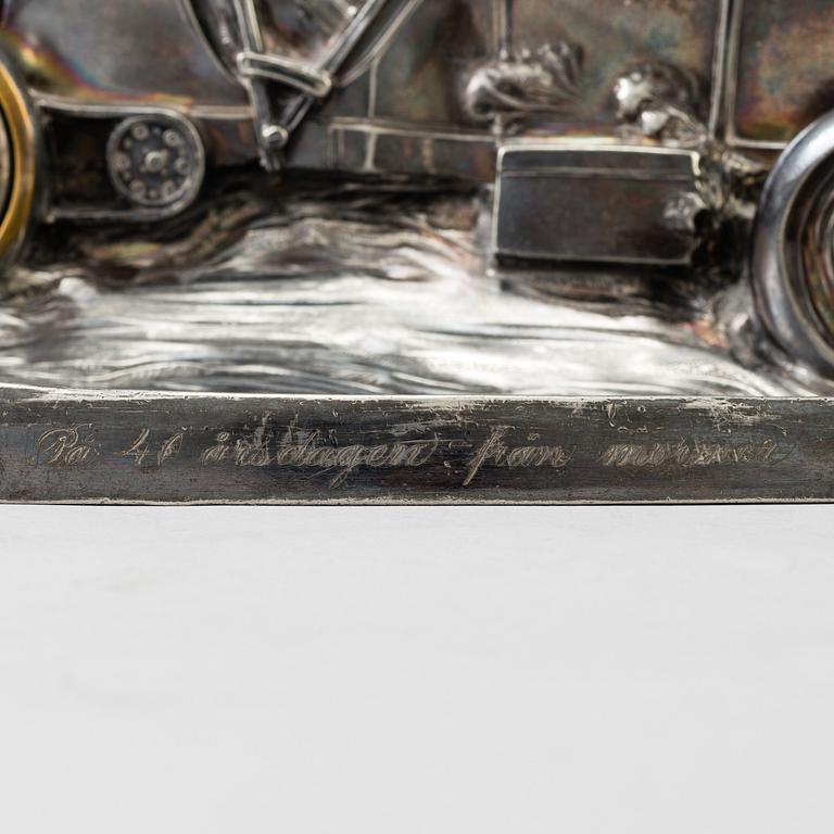 A silvered metal inkstand by Kaiser Zinn 1910s.