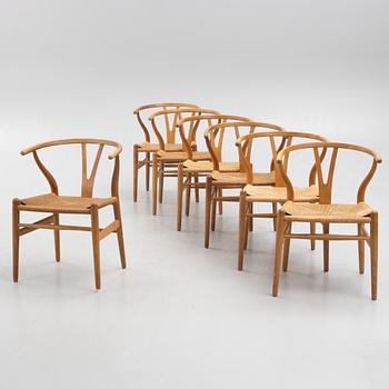 Hans J. Wegner, seven chairs, CH 24 chairs, Carl Hansen & Son, Denmark.
