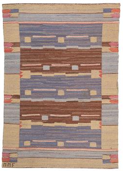 562. CARPET. "Blåsvarten". Flat weave. 153,5 x 108 cm. Signed MMF.