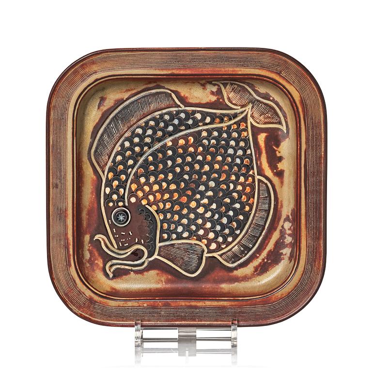 Wilhelm Kåge, a 'Farsta' stoneware dish, Gustavsberg studio, Sweden 1950.