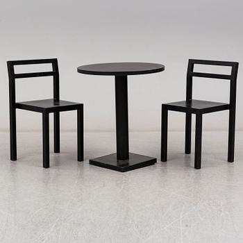 BORIS BERLIN/POUL CHRISTIANSEN, a 'Non' table with two chairs by Komplot design for Källmo.