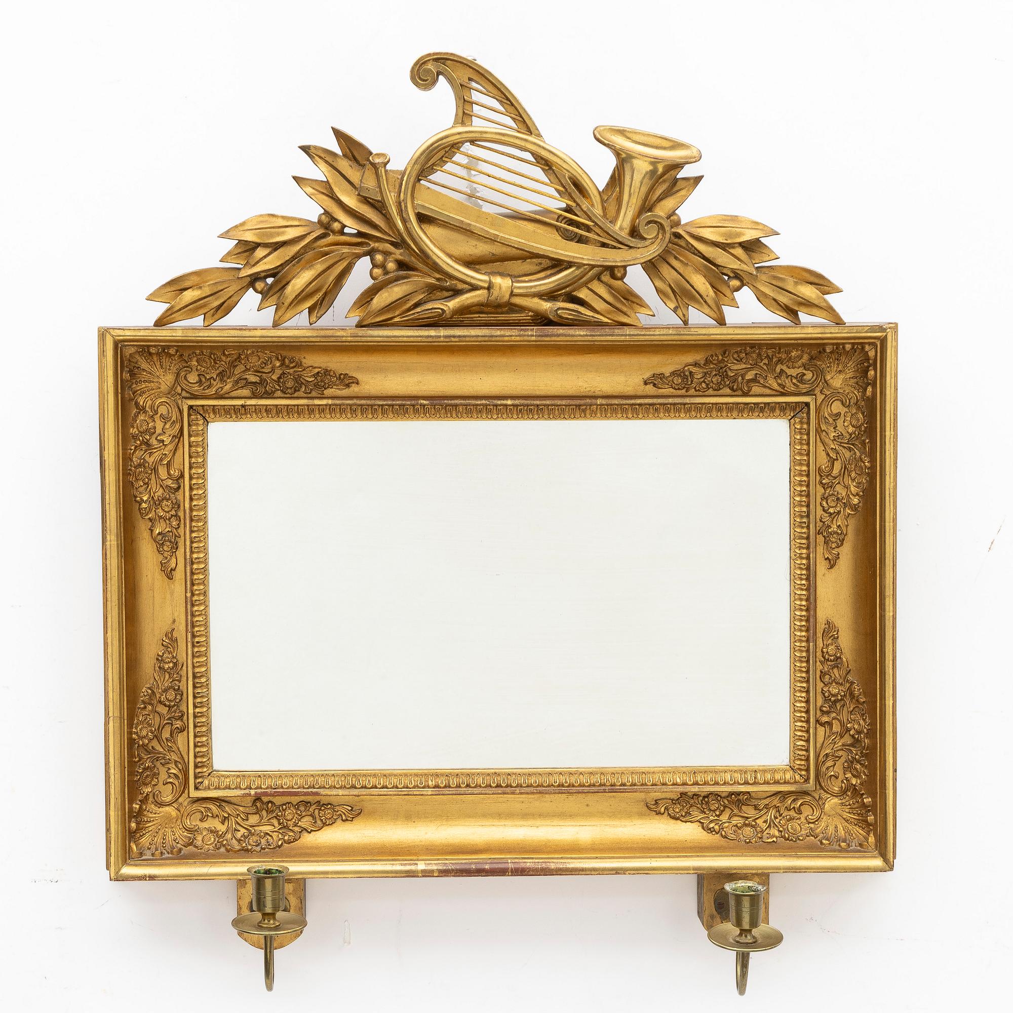 Petter Gustaf Bylander, a pair of late Empire mirror sconces, Gothenburg, mid-19th century.