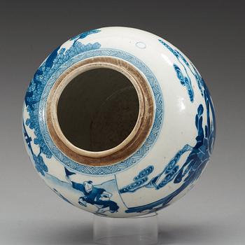 A blue and white jar, Qing dynasty, Kangxi (1662-1722).